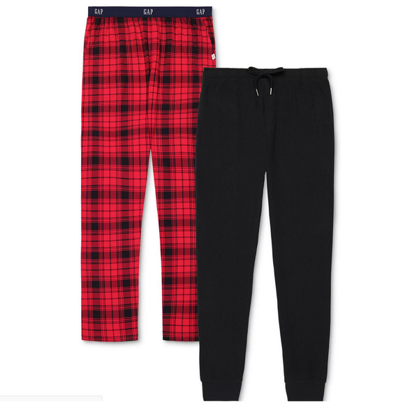 GAP Men 2-Pk. Plaid Straight Leg Pajama Pants Red Plaid/Black Size XL - Picture 1 of 1